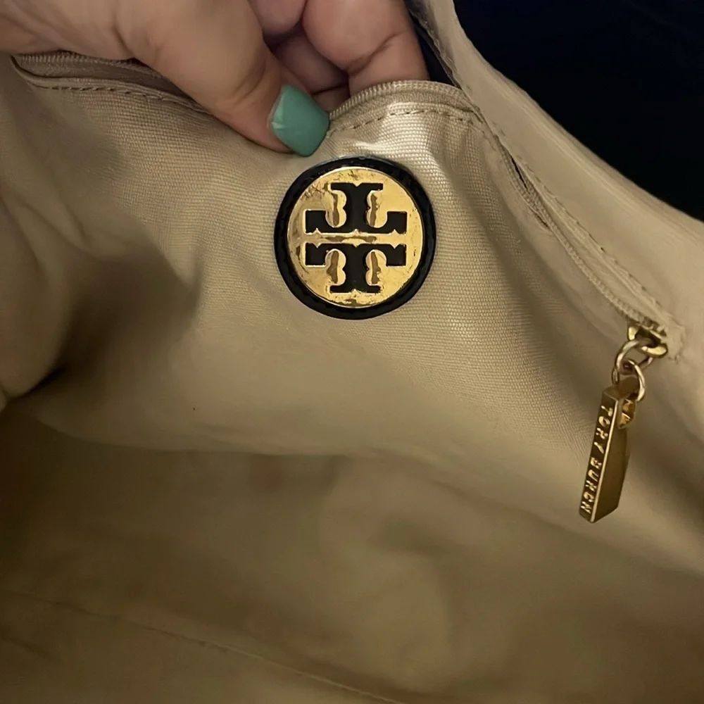 Tory Burch Nylon/Patent Leather Weekender Tote, Black
